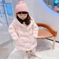 Winter Baby Girls Long Jackets Outdoor Warm Sweet Children's Thick Coats Kids Girl Hooded Outerwear273Y