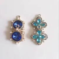 Colares pendentes 20mm 24pcs/pacote de flor for formato azul de vidro verde cristal kc cado -ligas de jóias de jóias de jóias