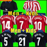 Atletico Soccer Jersey Joao Felix 2022 2023 M.LLORENTE 22 23 Griezmann Koke Saul Correa Carrasco Lemar voetbalhirt uniformen Min Kids Kit Sets