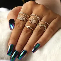 Yeni gelen basit klasik altın renkli ay yüzüğü, küçük grup parmak yüzüğü takı ile kadınlar için bayan partisi gotik metal yüzükler topes255l