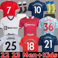 Hayranlar oyuncu versiyonu Sancho 21 22 futbol formaları Rashford Man Shaw 2021 2022 Futbol Gömlek UTD Pogba Cavani Bruno Fernandes Erkek Çocuk Kiti Varane Fred Greenwood Elanga