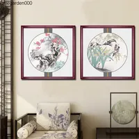 Nueva pintura tradicional china flores antiguas y pájaros dibujo de sala de estar porche pintura decorativa de dormitorio pasillo colgante