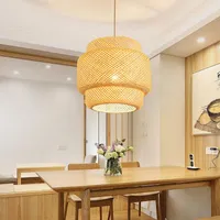 مصابيح قلادة منسوجة يدويًا من الخيزران الثريا على الطراز الصيني مصباح مطعم مطعم غرفة نوم فانوس