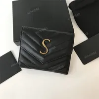 En Kaliteli Hakiki Deri Tutucu Cüzdan Tasarımcılar Moda Çanta Erkekler kadın Para Kart Sahipleri Siyah Kuzu Derisi Mini Anahtar Çanta Cep İç Slot Tutucu