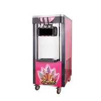Color Ice Cream Machine para restaurantes Negocios de helados Tres cabezas con Wheels de Universal Wheels 220V Sistema de control digital257Z