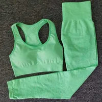 2PCS Seamless Yoga Suits Women Energy Gym Fitness Clothing High Waist Leggings Bra Yoga Sets Training Sport Running Sportswear T20338G