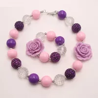 Flores Beads Collar Pulseras elásticas para bebés Juego de joyas