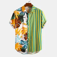 Camisas casuales para hombres camisa hawaiana para hombres de manga corta parches de rayas estampadas de rayas de verano 2022 playa incerun s-5