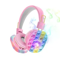 Fidget Headphones Kids Toy Headset Pop Bubble OnEar Headphone Rainbow Color for Children Adults pink luminescence Cat