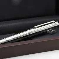 Metal Famous Pen Silver Checkered Ballpoint Pen Writing Leverantör Business Office and School Fashion Without Red Wood Box2558