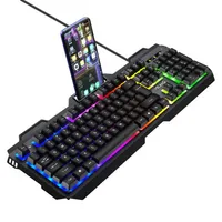 Milang T806 Manipulador de placa de hierro de metal Feel Game Keyboard Juego del mouse Colorido Luminoso Luminoso Keycap Accesorios para juegos E2516