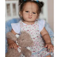 Adfo 20 pouces Grace Dolls Reborn bébé avec des cheveux Born Born Vinyl Silicone Washable Toddler Doll Girl Cadeaux 220504