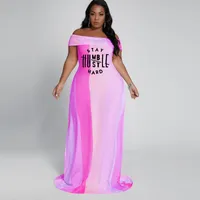 Платья плюс размеры летнее африканское платье для женщин мода от плеча Дасики Письмо Бодин Длинный макси -хала