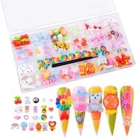 1Box MixDesign Resin Japanese Kawaii Accessories Nail Art Charms Cute Cartoon Animal Flower for Manicure Decorations DIY Crafts 220613