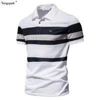 Man Polo Shirt Print Stripe Classical Wzór France luksusowa marka Serige Park Botton Blends European Design 220606