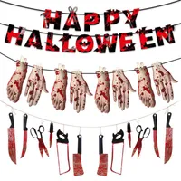 Decoración de fiestas Decoraciones de Halloween Cuchillo de sangre Band Barra de barra embrujada Diseño de la escena de la casa colgando accesorios de terror adornados