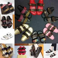 Fashion Women Bom Dia Flat Mule Designer Patent Canvas Sandal Sandal Men Slides Beach Sol Sho''louise''Viuton '' BMH