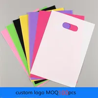 Hediye Sargısı 100 PCS BASKI Bir Renk Logosu Özel Baskı Plastik Çanta Takıları Büyük Saplama Çantaları Kişiselleştirilmiş Kişiselleştir