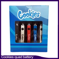 Cookies Backwoods Quad Batterij 510 Discussie 500 MAH PREHATER VV 3.3V-4.2V Vape Pen USB-oplader met displaydoos 0270011