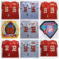 NCAA 75thビンテージサッカー58デリックトーマスジャージMitchell and Ness 16 Len Dawson 19 Joe Montana 32 Marcus Allen Jersey College Red White