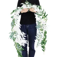 Flores decorativas guirnaldas 184cm simulación de hojas de sauce verde vid artificial flor ratán hoja boda arco casa fiesta colgando guirnalda