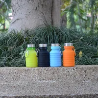 500ml tumblers creative retractable Mugs Free Collapsible Foldable Sport Silicone Water Bottle with Fall proof design