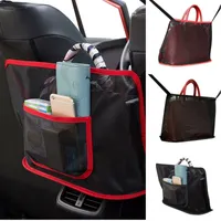 Universal Bil Net Pocket Organizer Stor Justerbar Spänne Rem Säte Bag Hållare Bilar Handväska Hängande Förvaring Läder Auto Mesh Purse mellan Sittplatser Damocles