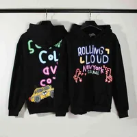 TS 디자이너 후드 스웨터 조수 브랜드 T 22 Ravis Rainbow Alphabet Sweatshirt American Hip-Hop Looke 오버 사이즈 까마귀 남성 및 여성 패션