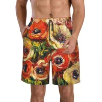 Men&#039;s Shorts Pierre Auguste Renoir Vase De Fleurs Men&#39;s Beach Impressionism Art With Mesh Lining Men Beachwear Surfing BoardshortsMen&#039;s