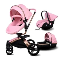 Eu Market Sell Baby Strollers 3 In 1 Baby Stroller Leather Newborn Baby Pram Gold Black Basis Ship Usa Gifts Car215d