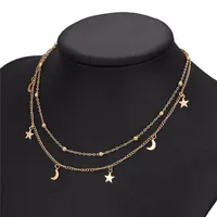 Pendant Necklaces Fashion Chokers Necklace Women Jewelry Simple Elegant Moon Star Double Layer Clavicle Chain Collar