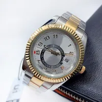 2022 남성 시계 42mm Sky Dwell 2813 Movement Automatic Mechanical Watches 904L 스틸 스트랩 광화 방수 손목 시계 reloj de Lujo Gold Dial Number Watchs