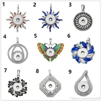 Nyaste fjärilsform Crystal Snap Button Pendant Necklace Ginger Snap With Chain Fit 18mm Charm Diy Jewelry Gifts2614