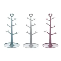 Kitchen Storage & Organization Tree Shape Plastic Mug Holder With 6 Hooks Bird Heart Cup Drying Rack Organizer LX0DKitchen