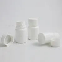 500pcs White plastic bottle with screw cap 10ml 15ml bottles for pills HDPE medical capsule container with tamper proof cap249S