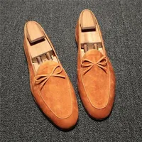 Autumn Suede Men Leford Breathable Shoes Comfortable Bow Decoration Low Heel Round Head Classic Versatile ZQ0122320E