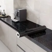 Wallpapers 3D Black Quartz Stone Marble Wallpaper Oil-proof Waterproof Contact Paper PVC Self Adhesive Bathroom Kitchen Countertop Decor