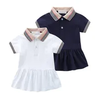 Bebek kızlar elbise kısa kollu pileli gömlek etek çocuklar rahat tasarımcı giyim çocuk kıyafetleri253o