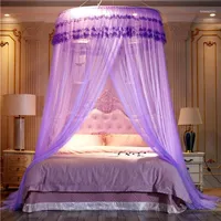 Noble Paars Roze Bruiloft Ronde Kant Hoge Dichtheid Prinses Bed Nets Gordijn Dome Queen Canopy Mosquito # SW1