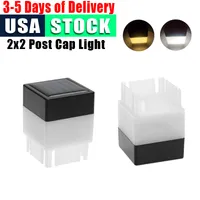 Solar Lamp Column Head Post Cap Solars Lights 50x50mm Square Al Tube LED Light for Wrought Iron Fencing Front Yard Backyards Gate Landscaping Residential USA Stock