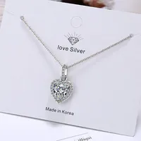 Подвесные ожерелья качество 925 Серебряное серебро навсегда любовь сердце Большое одиночное ожерелье Cz