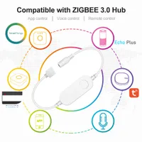 5M DC12V 5050 RGB+CCT 90leds/M LED Strip Light Zigbee RGBCW Mini Controller Kit لـ SmartThings Zigbee 3.0 H*U*E Echo Plus