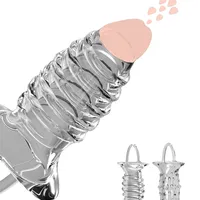 Toy Masager Opóźnienie seksu Wytrysk zabawki dla mężczyzn Dildo Extension Penis Rękaw Pierścień Erekcja wielokrotnego użytku dla dorosłych produkty
