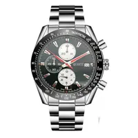 2022 Luxury Mens Watchs Siliver and Black Steel Bracelet Strap Watch Sport Chronograph Multifonctional Calendar Wrists Montre Montre F1 007