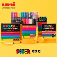 UNI Posca Markers Pen Set PC-1M 3M 5M POP Poster Water-based Advertising   Graffiti Pen Comics Bright and Colorful Stationery 220614
