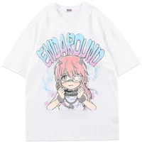T-shirts pour hommes T-shirt hommes anime fille imprimé cornes lettre patch streetwear mode baggy fashion japonais harajuku tee tops vêtements d'été