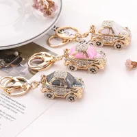 Colorful Rhinestone automobile Keychain Cute Gold Color Animal Pendant Bag Car Key Chains Keyring With Buckle Accessories