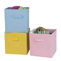 Storage Boxes & Bins Candy Colors Box Non-woven Fabric Folding Cube Lattice Cabinet Drawer For Children Toys Books Sundries OrganizadorStora
