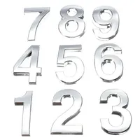 Novos dígitos 3D 0-9 Número Adesivo de prata 5cm Placa Placa Hotel Hotel Placa Silver