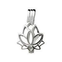 Lotus çiçek çiçeği kolye küçük lokletler 925 STERLING Gümüş Hediye Aşk İstek İnci Kafesi 5 Parçalar259T